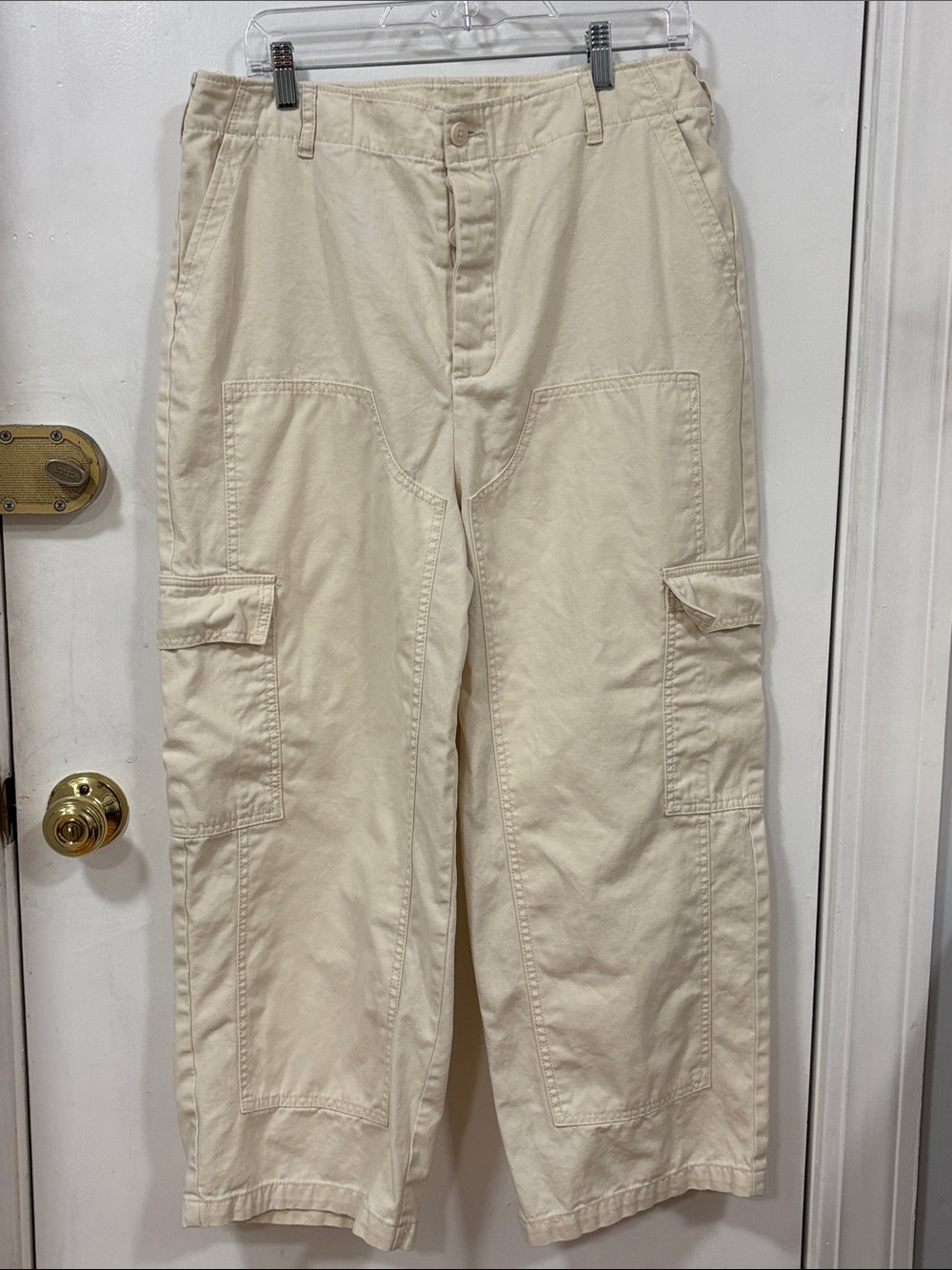 Womens Cream Cargo Pants - Relaxed Utility Style